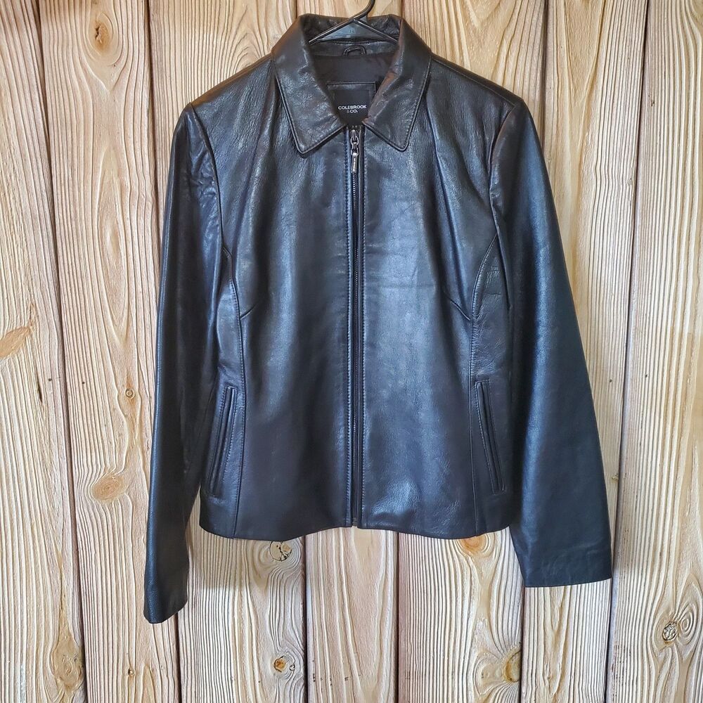 ColeBrook & Co. Outerwear Women's Jacket Medium Black Fitted Soft 100% Leather